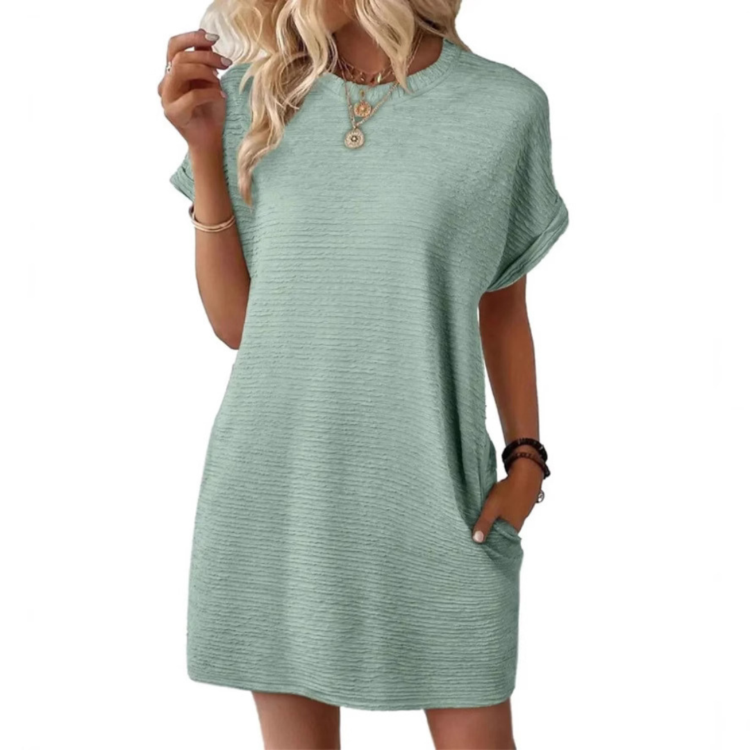 EVASHA™ – Robe d'été décontractée minimaliste à col rond