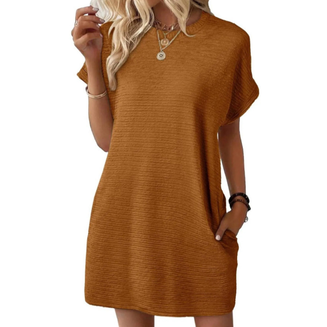 EVASHA™ – Robe d'été décontractée minimaliste à col rond