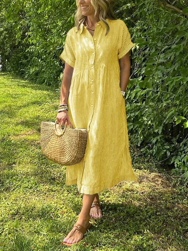 Isavelle – Robe maxi boutonnée en coton