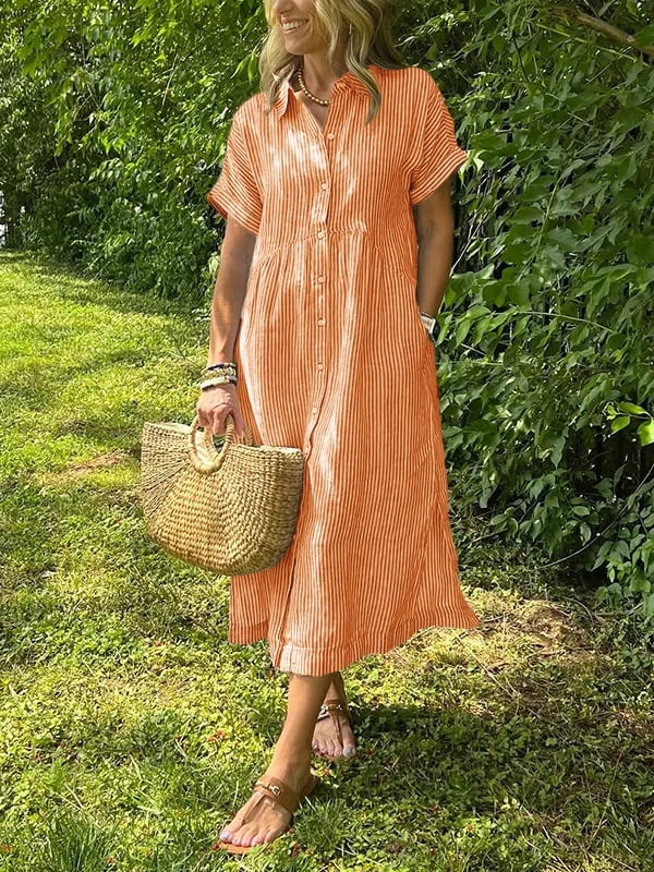 Isavelle – Robe maxi boutonnée en coton