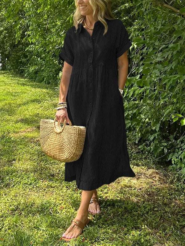 Isavelle – Robe maxi boutonnée en coton