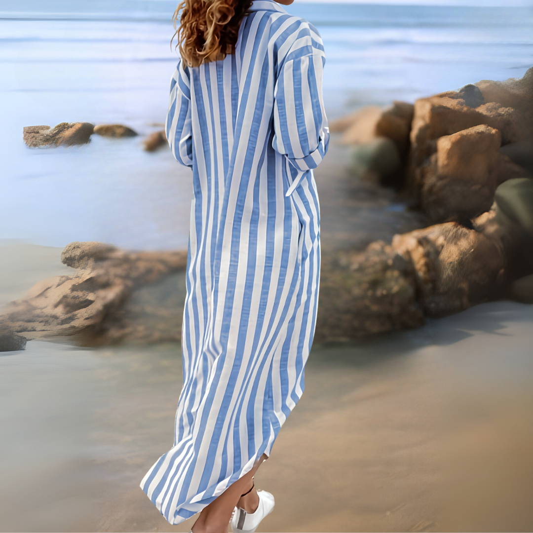 Gaëlle – Robe élégante à rayures et col en v