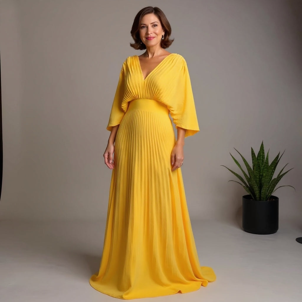 Greta | Robe Maxi Plissée Flow – Où la facilité rencontre l'élégance