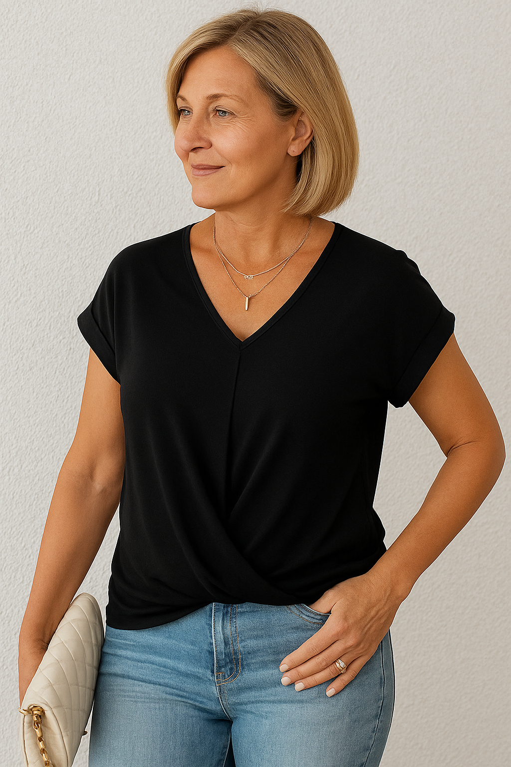Liana | Haut à drapé doux avec nœud avant - Flatteur, Confortable & Élégant