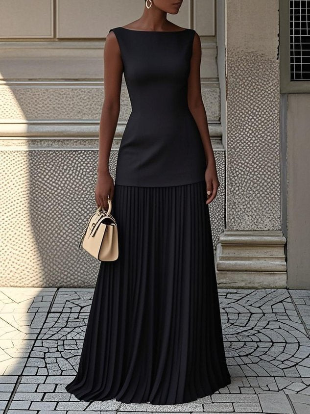 Brigitte – Robe longue plissée sans manches
