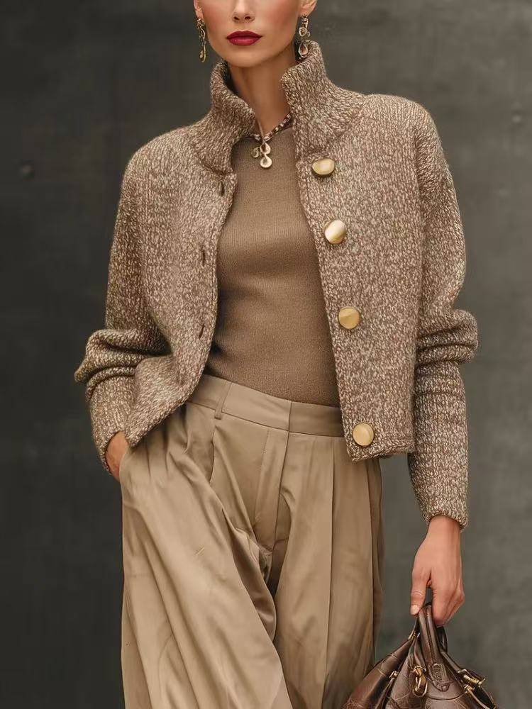 MARA | Cardigan court a col montant et boutons