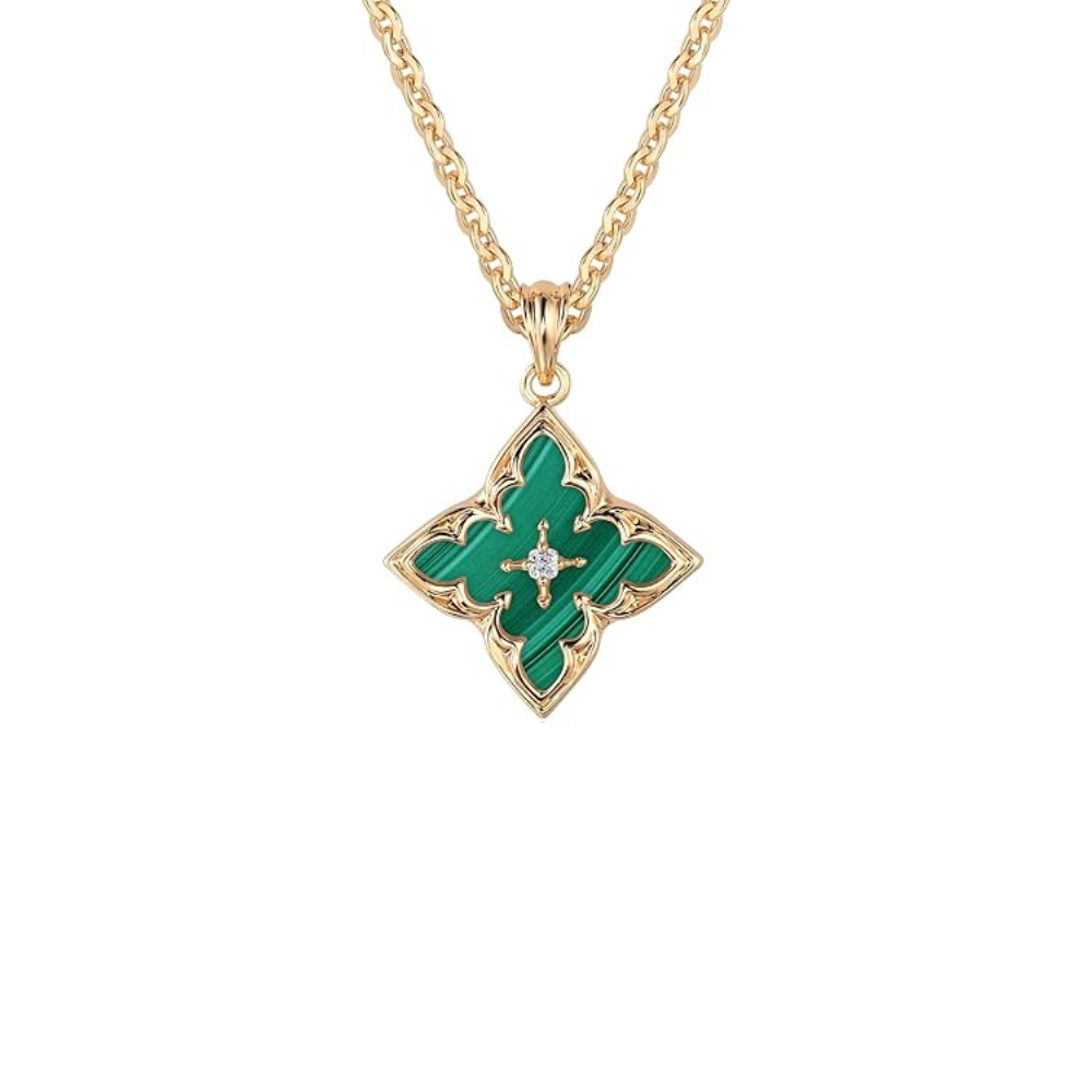 Collier Pendentif Trèfle Émeraude | Or