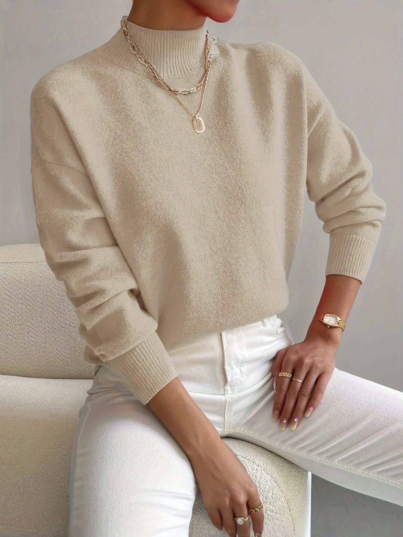 Pull Femme à Col Roulé Maria - Élégance et Confort Hivernal